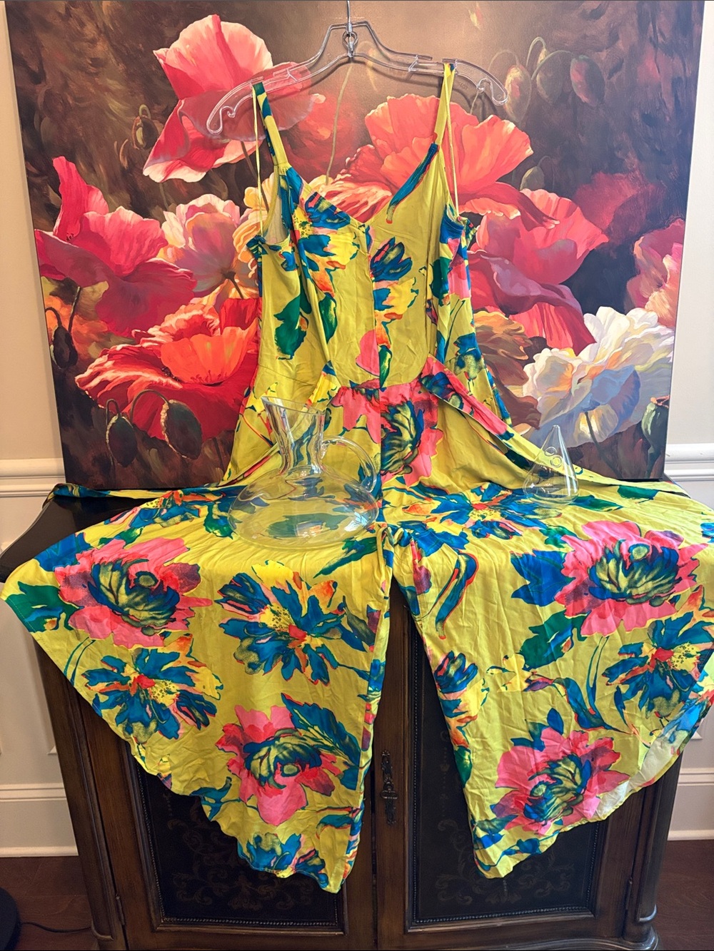 NWOT 💯 % Rayon lightweight breathable Bright Tropical Floral Maxi Romper
